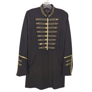 ABS Allen Schwartz Women’s Military Band Jacket‎ Blazer Size 6 Black Gold Trim